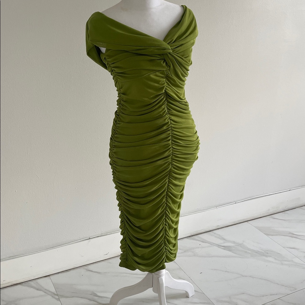 Fashion Nova Strapless Olive Dress - Picture 4 of 6
